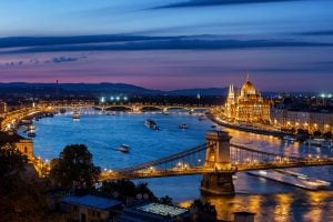 Royal Tour – Prague, Budapest, Vienna. Danube River in Budapest at night